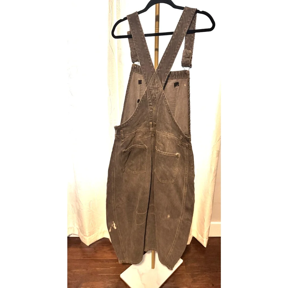Free People Washed Olive Overalls Jumpsuit